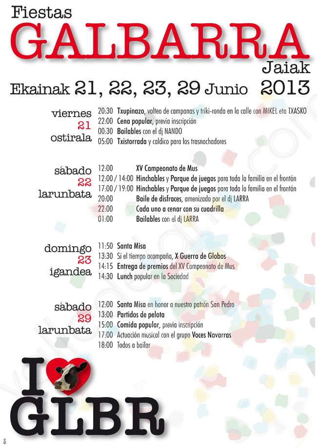 Programa de fiestas de Galbarra 2013