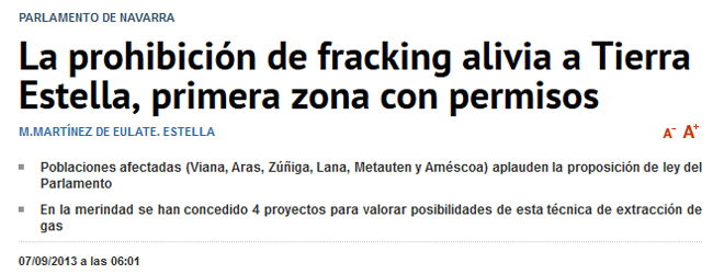 Noticia fracking, Diario Navarra