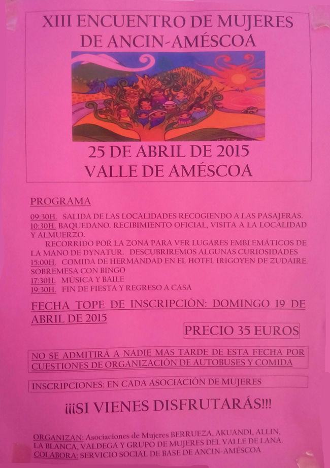 cartel encuentromujeres Ancín Améscoa 2015